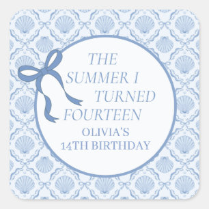 The Summer I Turned Fourteen 14th Birthday Square Sticker