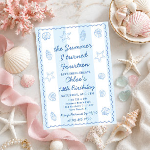The Summer I Turned Fourteen Blue 14th Birthday Invitation