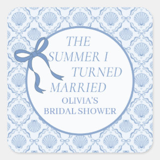 The Summer I Turned Married Coastal Bridal Shower Square Sticker