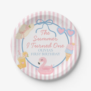 The Summer I Turned One beach first Birthday Paper Plate
