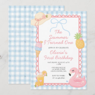 The Summer I Turned One Coastal beach 1st birthday Invitation