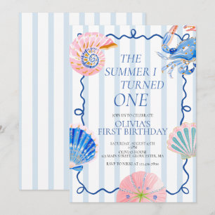 The Summer I Turned ONE coastal first Birthday Invitation