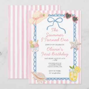 The Summer I Turned One Coastal first birthday Invitation