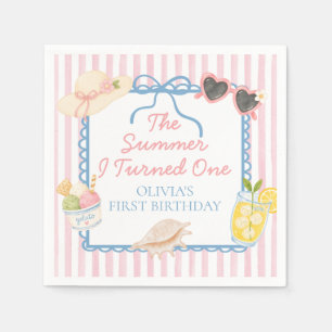 The Summer I Turned One First Birthday Paper Plate Napkin