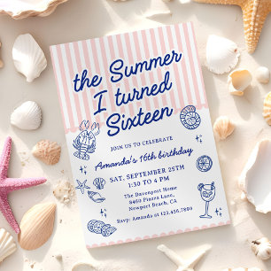 The Summer I Turned Sixteen 16th Birthday Party Invitation