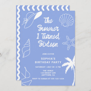 The Summer I Turned Sixteen 16th Birthday Party Invitation
