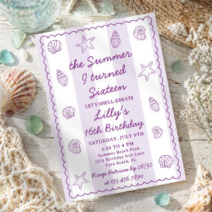 The Summer I Turned Sixteen Purple 16th Birthday Invitation