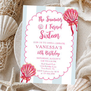 The Summer I Turned Sixteen Seashell 16th Birthday Invitation