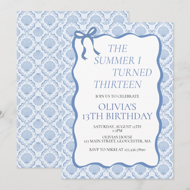 The Summer I Turned Thirteen 13th Birthday Invitation (Front/Back)