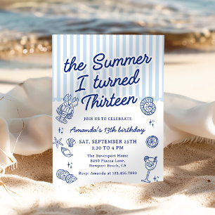 The Summer I Turned Thirteen 13th Birthday Party Invitation