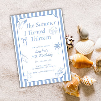The Summer I Turned Thirteen Beach Birthday Party Invitation