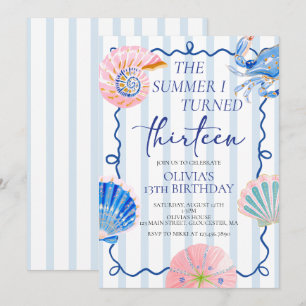 The Summer I Turned thirteen coastal 13th Birthday Invitation