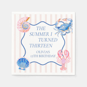 The Summer I Turned Thirteen Coastal 13th Birthday Napkin