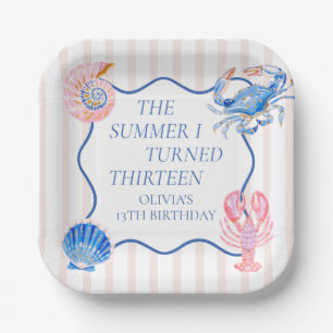 The Summer I Turned Thirteen Coastal 13th Birthday Paper Plate