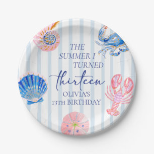 The Summer I Turned Thirteen Coastal 13th Birthday Paper Plate