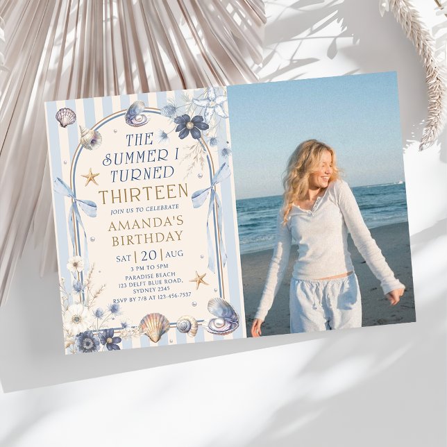 The Summer I Turned Thirteen Coastal Birthday Invitation (Creator Uploaded)