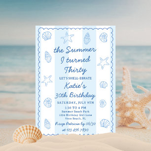 The Summer I Turned Thirty Seashell 30th Birthday  Invitation
