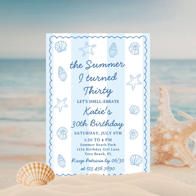 The Summer I Turned Thirty Seashell 30th Birthday  Invitation (Creator Uploaded)