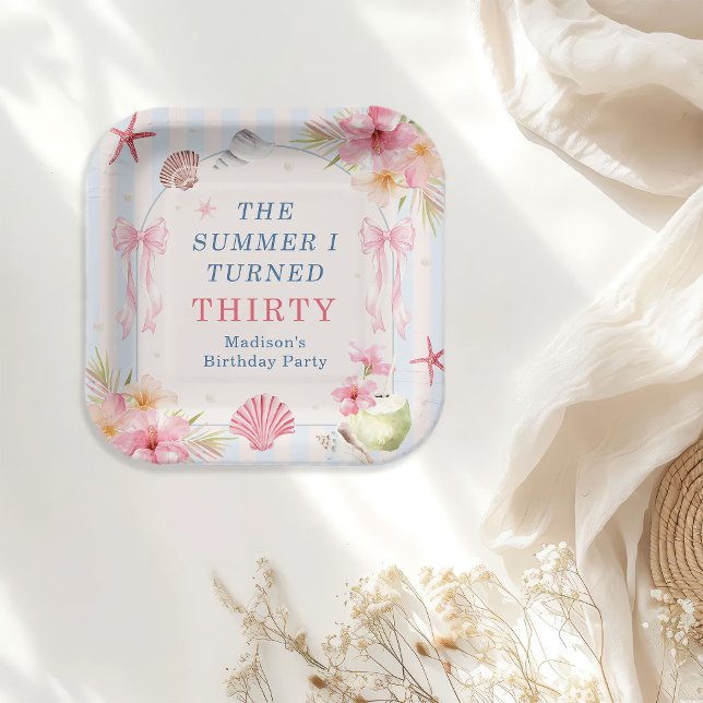 The Summer I Turned Thirty Seashell Birthday Paper Plate (Creator Uploaded)