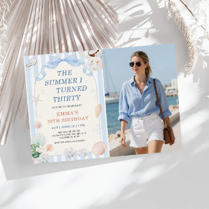 The Summer I Turned Thirty Seashell Birthday Photo Invitation