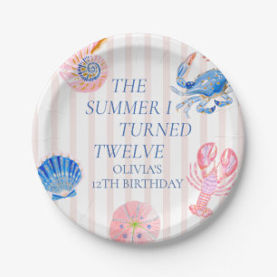 The Summer I Turned Twelve Coastal 12th Birthday Paper Plate