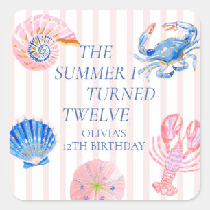 The Summer I Turned Twelve Coastal 12th Birthday Square Sticker