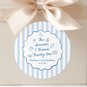 The Summer I Turned Twenty-One 21st Birthday Party Classic Round Sticker