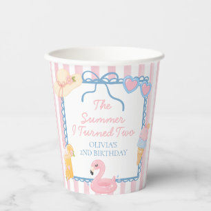 The Summer I Turned Two Beach 2nd Birthday Paper Cups