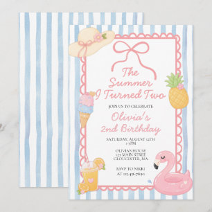 The Summer I Turned Two Coastal beach 2nd birthday Invitation