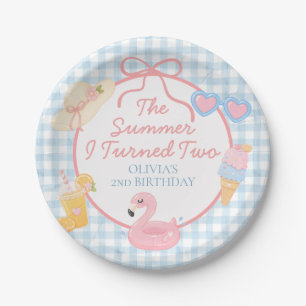 The Summer I Turned Two Coastal beach 2nd Birthday Paper Plate