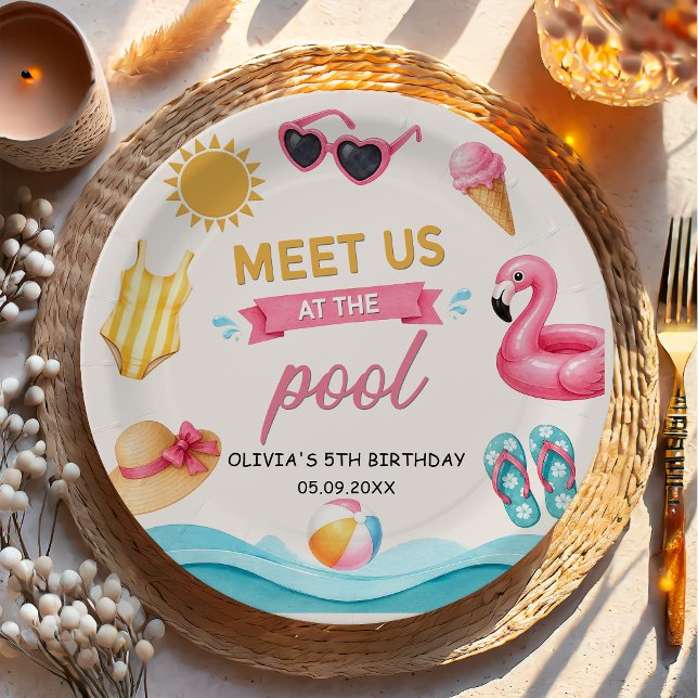 The Summer Pool Birthday Paper Plate (Creator Uploaded)