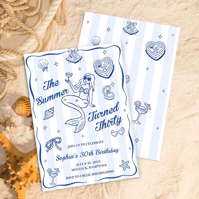 The Summer Turned Thirty 30th Birthday Pretty  Invitation (Creator Uploaded)