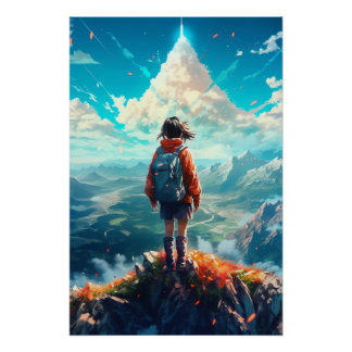 The Summit in Her Soul | Anime Hiker Girl Poster