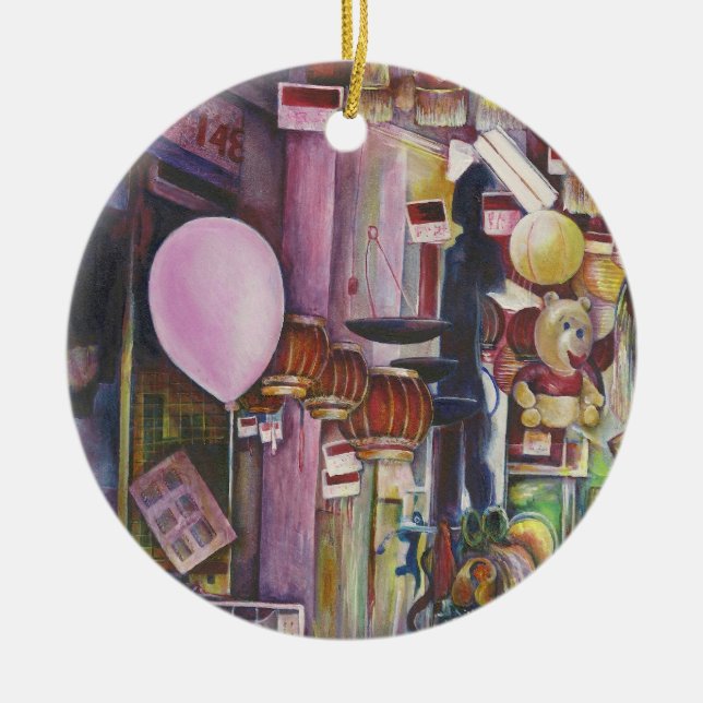 The Sun and Moon Pink Balloon, Singapore Ceramic Tree Decoration (Front)