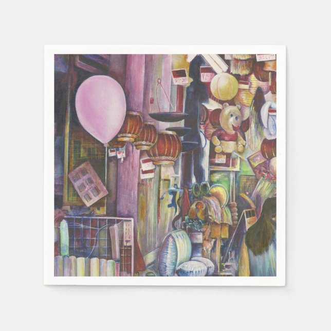 The sun and Moon Pink Balloon, Singapore Napkin (Front)