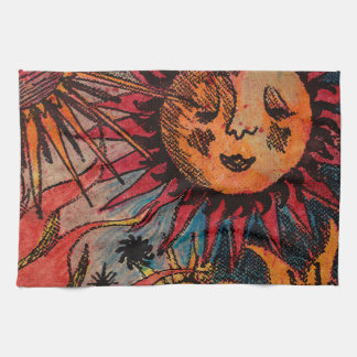 The sun and the moon tea towel