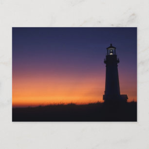 The sun ball drops down on the colourful horizon postcard