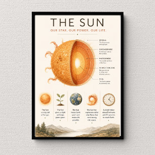 The Sun Educational Solar System Science Poster