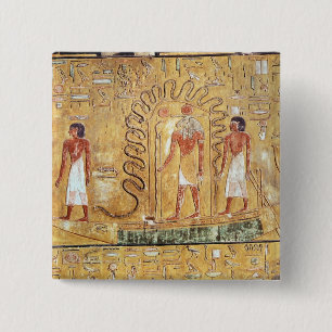 The sun god Ra in his solar barque 15 Cm Square Badge