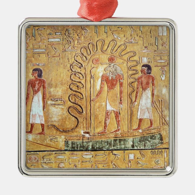 The sun god Ra in his solar barque Metal Tree Decoration (Front)