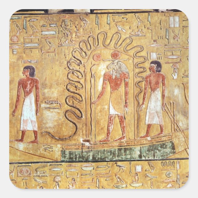 The sun god Ra in his solar barque Square Sticker (Front)