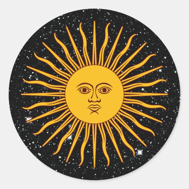 THE SUN OF MAY (Sol De Mayo) space theme ~ Classic Round Sticker (Front)