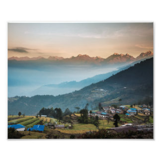 The Sun Rising over Sermathang Village Photo Print