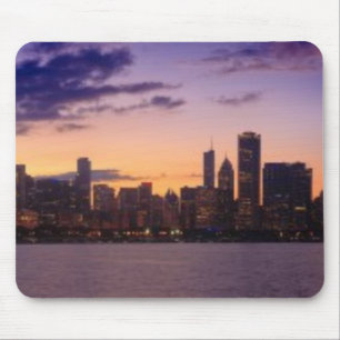 The sun sets over the Chicago skyline Mouse Mat