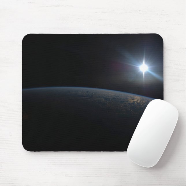 The Sun Setting Over Earth's Horizon. Mouse Mat (With Mouse)