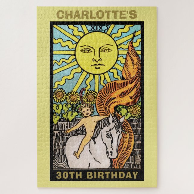The Sun Tarot Card 30th Birthday Party Name Jigsaw Puzzle (Vertical)