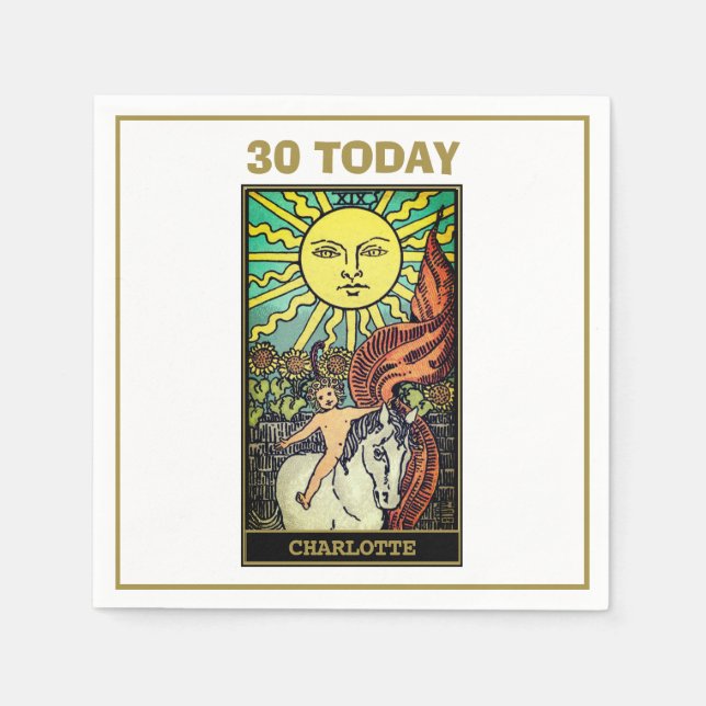 The Sun Tarot Card 30th Birthday White Party Napkin (Front)