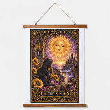 The Sun Tarot Card Black Cat Gothic Tapestry