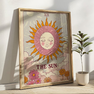 The Sun Tarot Card Retro Art Print