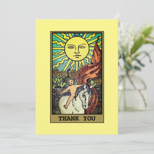 The Sun Tarot Card Yellow Thank You Card (Standing Front)